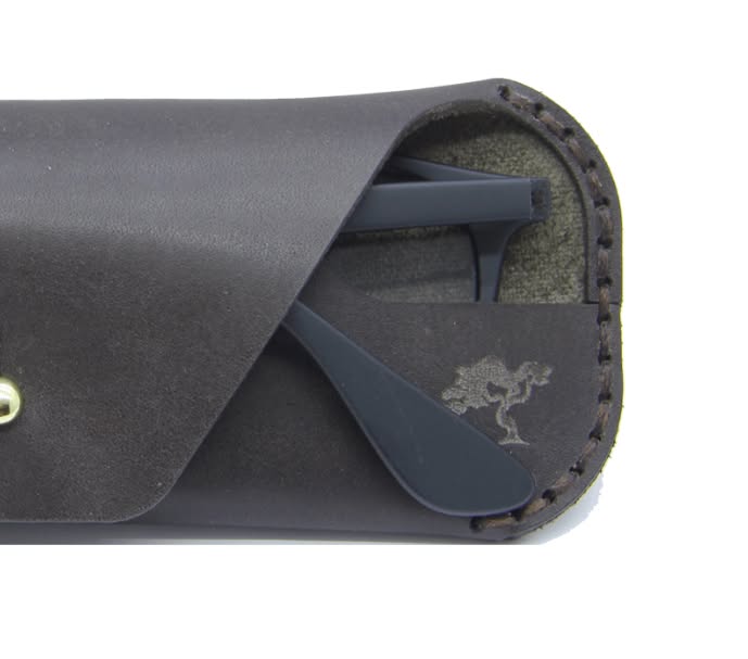 Black leather sunglasses case