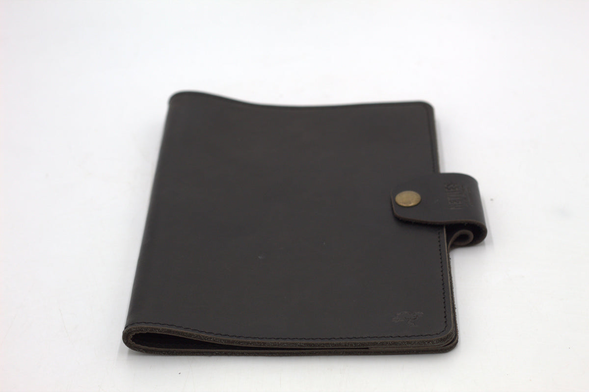 Black leather notebook cover