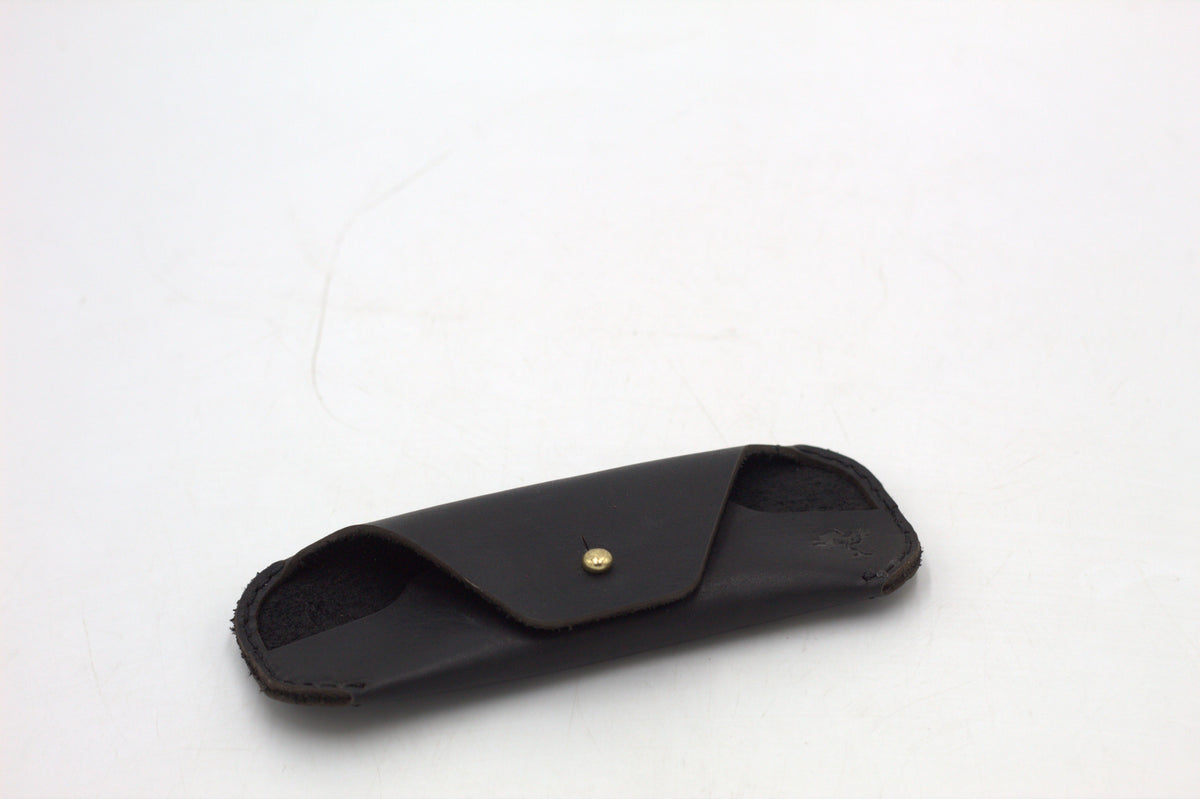 Black leather sunglasses case