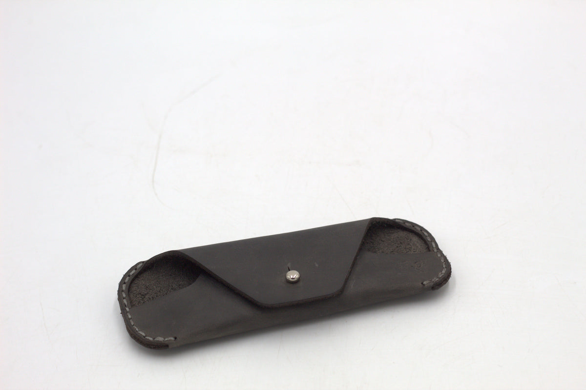 Black leather sunglasses case