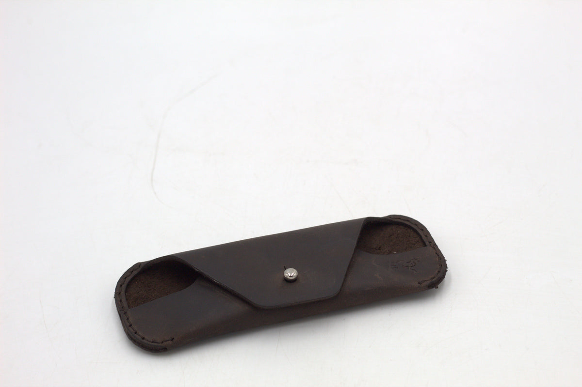 Black leather sunglasses case