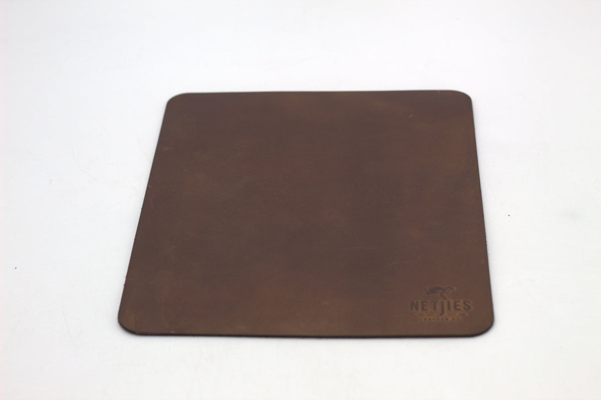 Black leather mouse pad